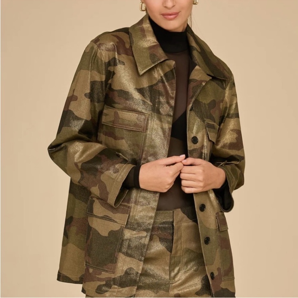 The Noli Shop Metallic Camouflage Utility Blazer Jacket M